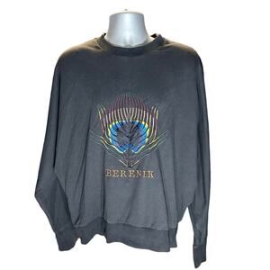 Berenik Black Oversized Logo Embroidered Sweater One Size